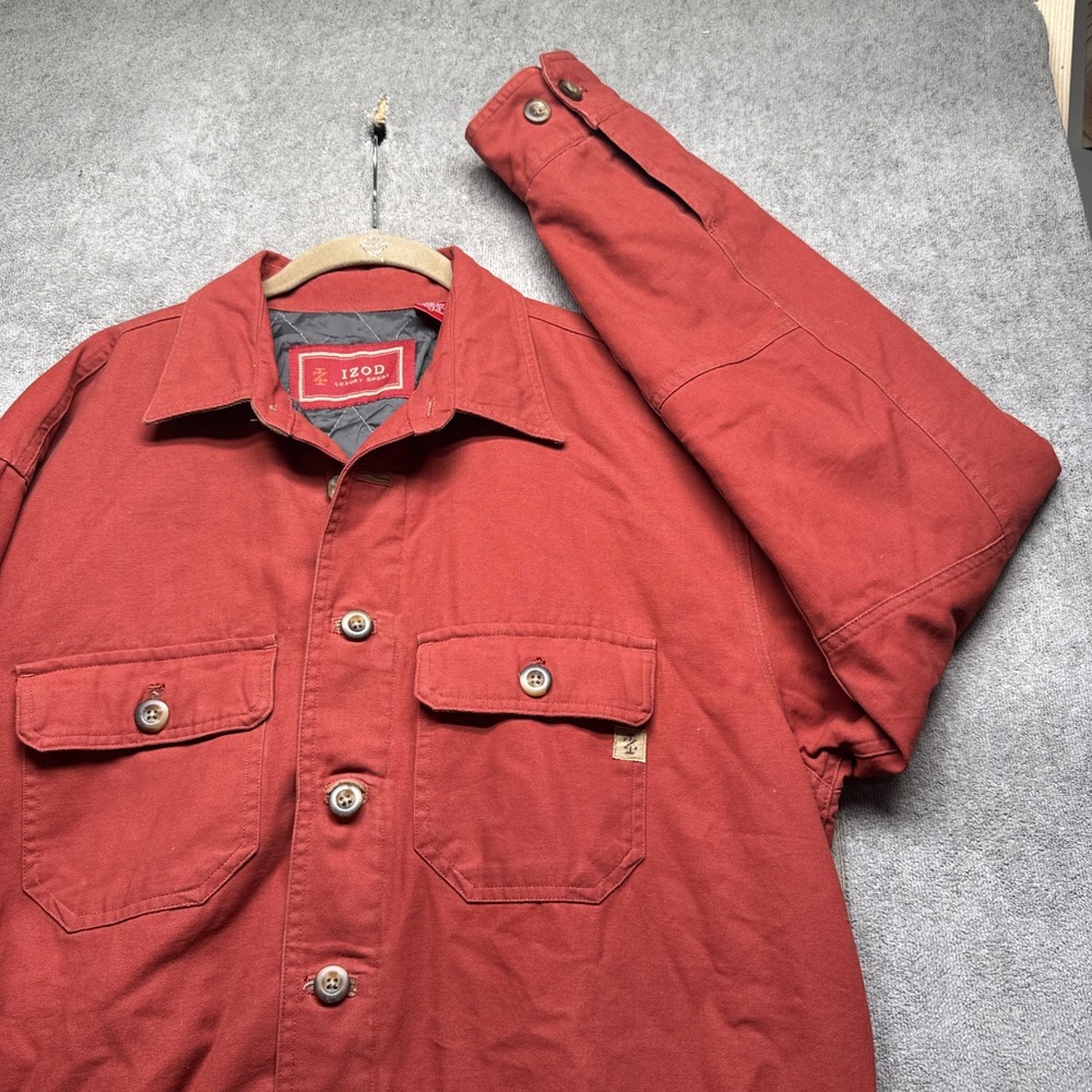 IZOD Luxury Sport men's quilt lined shacket heavyweight button front size LT